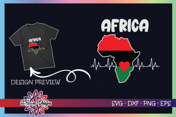 Africa Map Heart Beat SVG Graphics for T-Shirt Designs