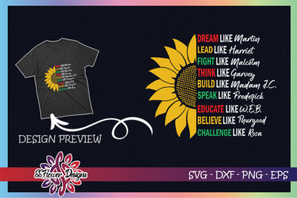 Dream Like Martin Sunflower Graphics for T-Shirt Designs