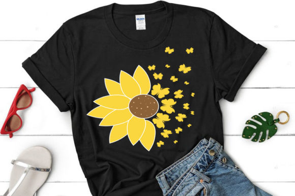 Sunflower Butterfly SVG Graphics for T-Shirt Designs